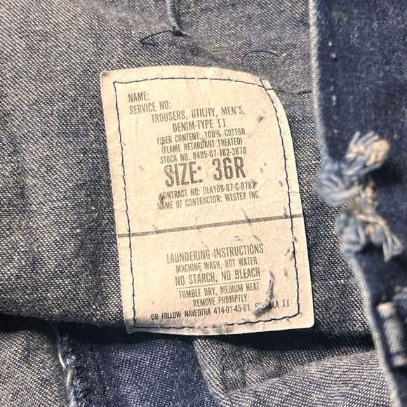 Vintage 70s Military Denim Flared Bell Bottoms Pants Jeans 36 - Picture 7 of 7